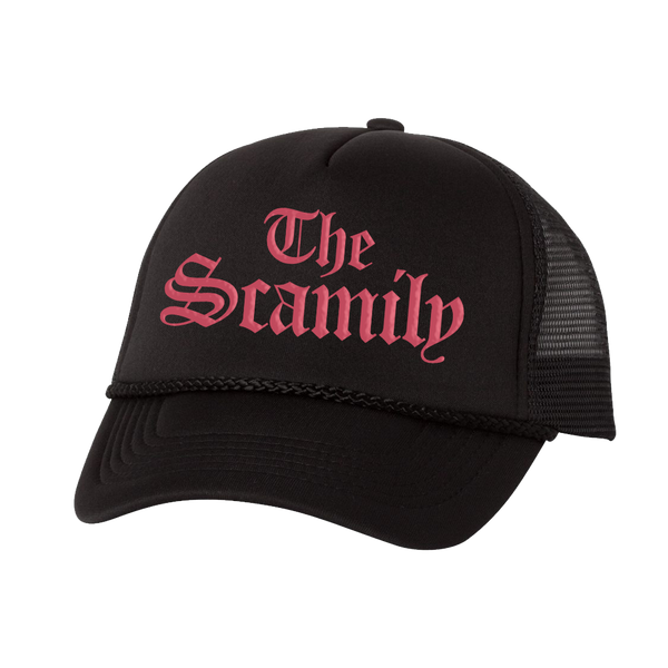 THE SCAMILY® PUFF PRINT TRUCKER HAT - BLACK/RED